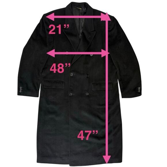 Vintage Mario Valente 100% Cashmere Black Trench Coat Made Italy 48 Men's XL - Picture 8 of 9